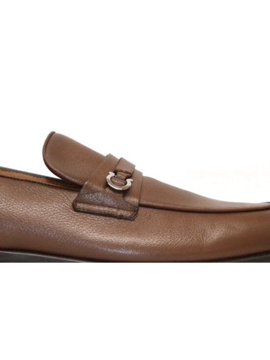 New! Ferragamo Desio Leather Gancio Penny Loafers Cocoa Brown 9E/ 10E US DD560